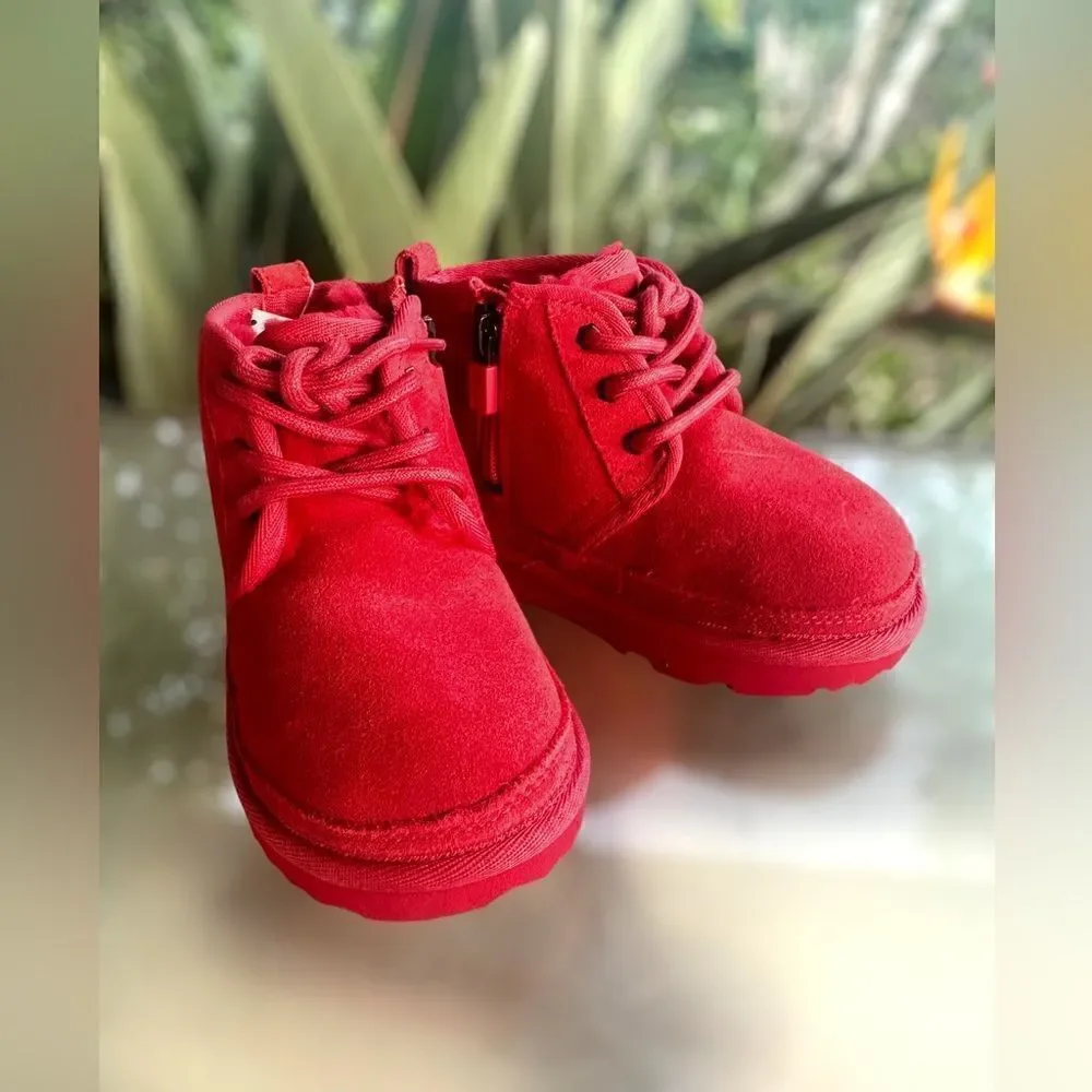 UGG Neumel II Toddler Shearling Chukka Winter Boot Red Size 9 NEW